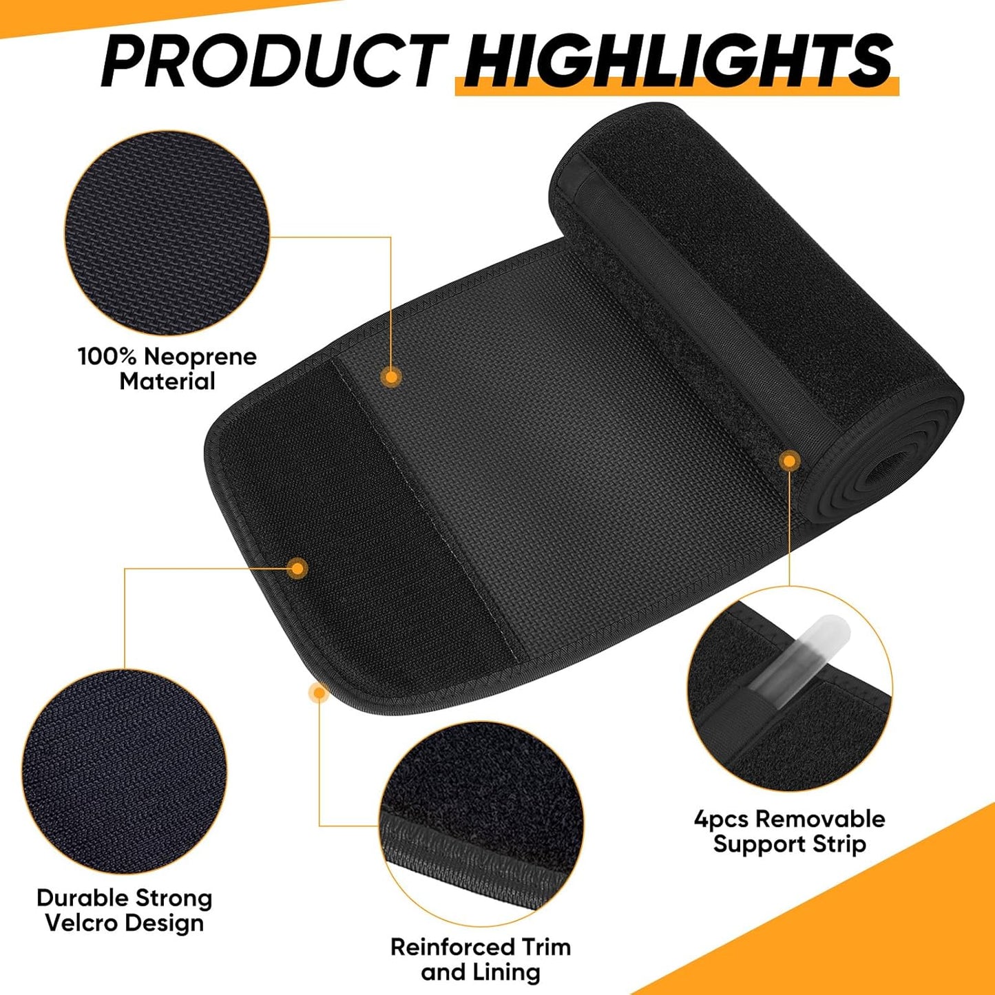 APEXUP Sweat Waist Trainer for Women and Men, Neoprene Waist Trimmer Belt Slimming Sweat Band with Removable Lumbar Support