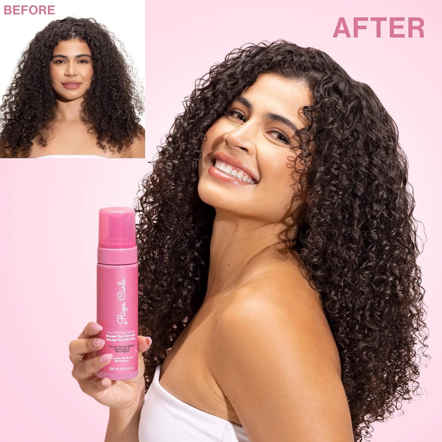 Rizos Curls Curl Defining Mousse – Lightweight Foam for Volume & Hydration – Shine & Definition for Every Curl Pattern: Wavy, Curly, Coily 1a–4c Hair Types – Sulfate & Paraben Free