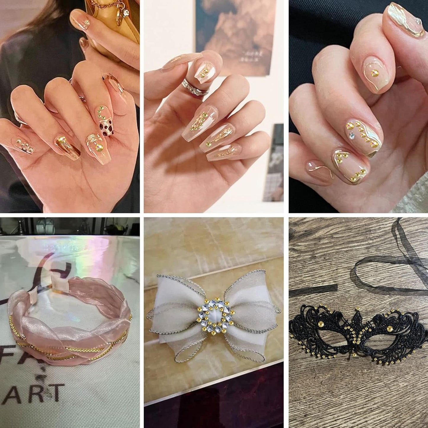 beadsland Flat Back Crystal Rhinestones Round Gems, Metal Sunlight (2.7-2.8mm) SS10/1440pcs