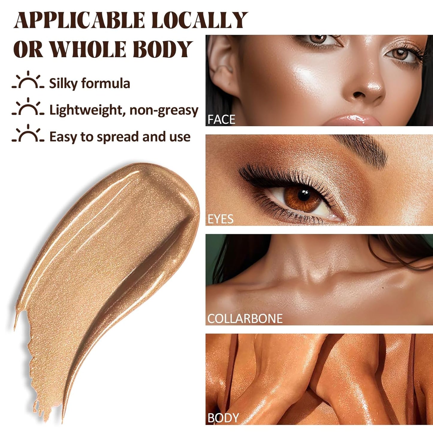 Instant Bronzing Drops, Face and Body Bronzer, Cream Liquid Bronzer Drops for Instant Tan, Bronze Drops, Blendable Lightweight Texture Bronzing Drops for Face - 01