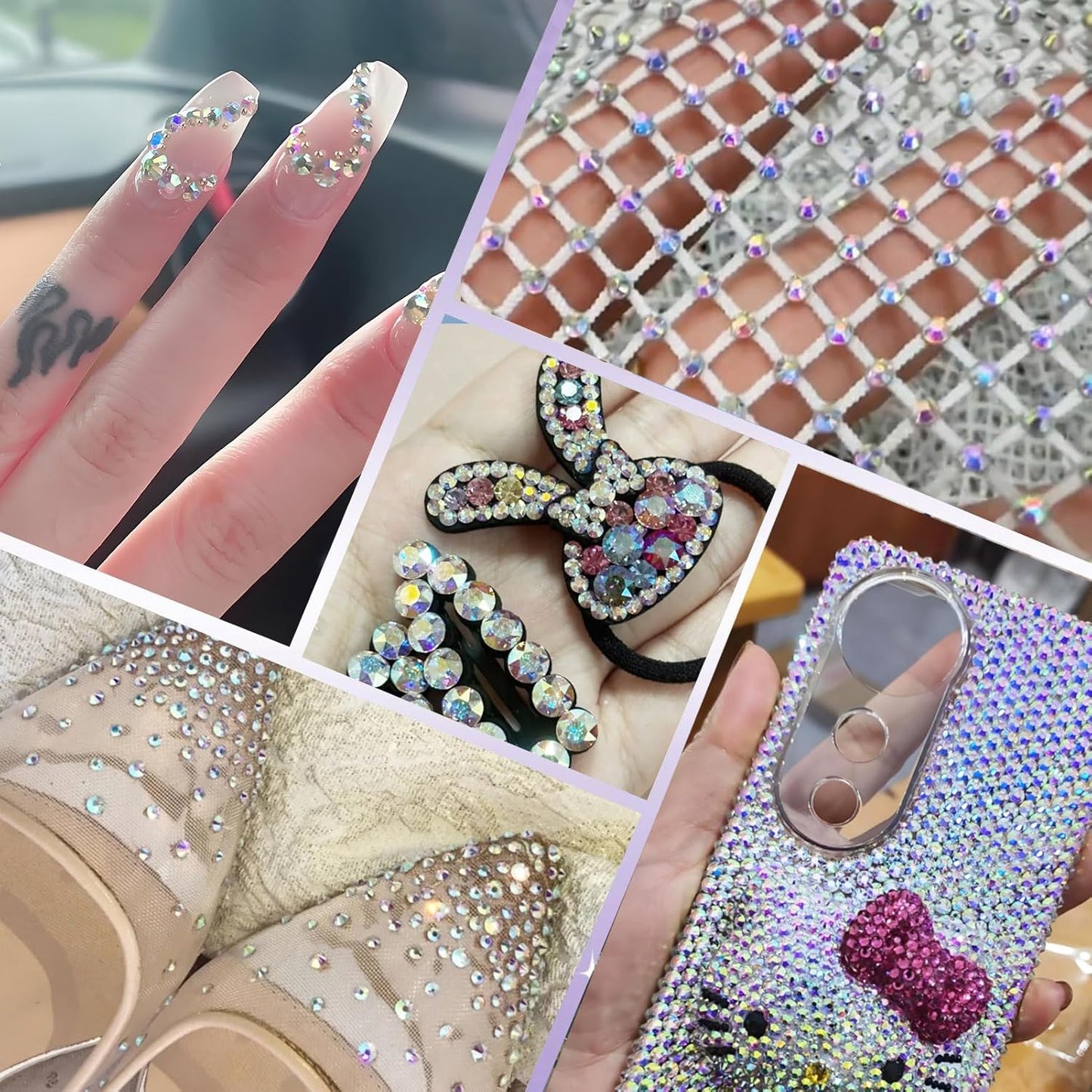 3000PCS SS10 Flatback Rhinestones | 12-Facet Diamond-Cut Glass Gems for Nail Art, Clothing, DIY Crafts |Glue-On Decoration Stones with Silver Backing(Crystal AB)