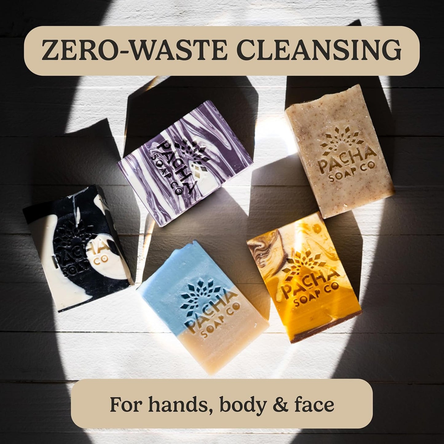 Pacha Soap Co. Bar Soap - Premium, Handcrafted, Hydrating, Natural Face Wash, Hand Cleanser, Body Wash, Soothing Essential Oils (Sand & Sea, 5-Pack, 4 oz ea)