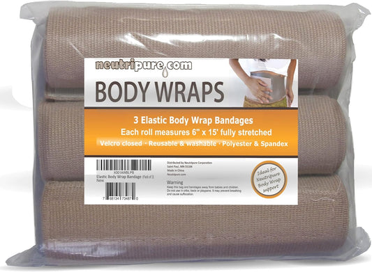 Neutripure Body Wrap Support - Elastic Stretch Bandages - Washable and extra wide (Pack of 3)