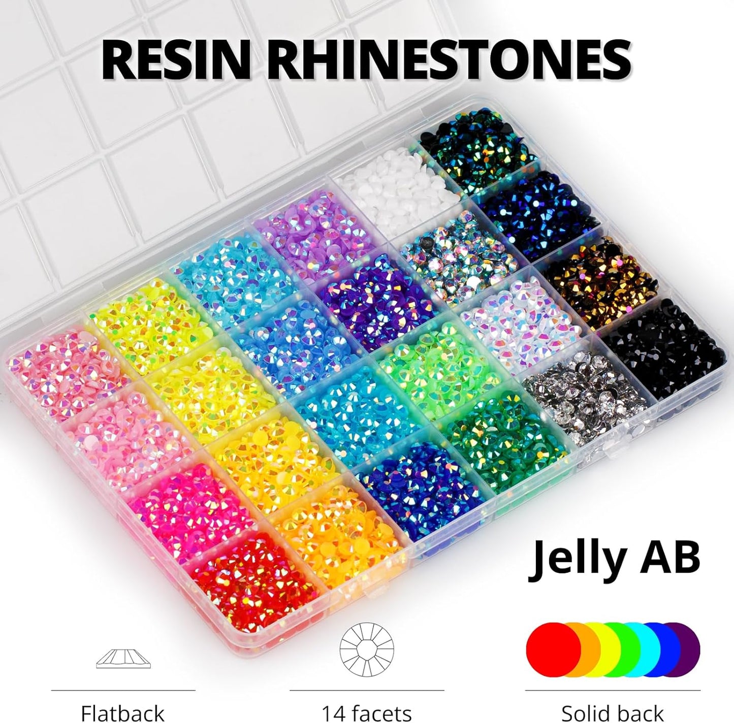 8500Pcs Resin Jelly Rhinestones for Crafting Bedazzling, Multi Color 5mm Flatback Gems for Clothing Crafts Tumblers Shoes Cups Decoration, Flat Back Colorful Bedazzle ab Jewels with b7000 Jewelry Glue