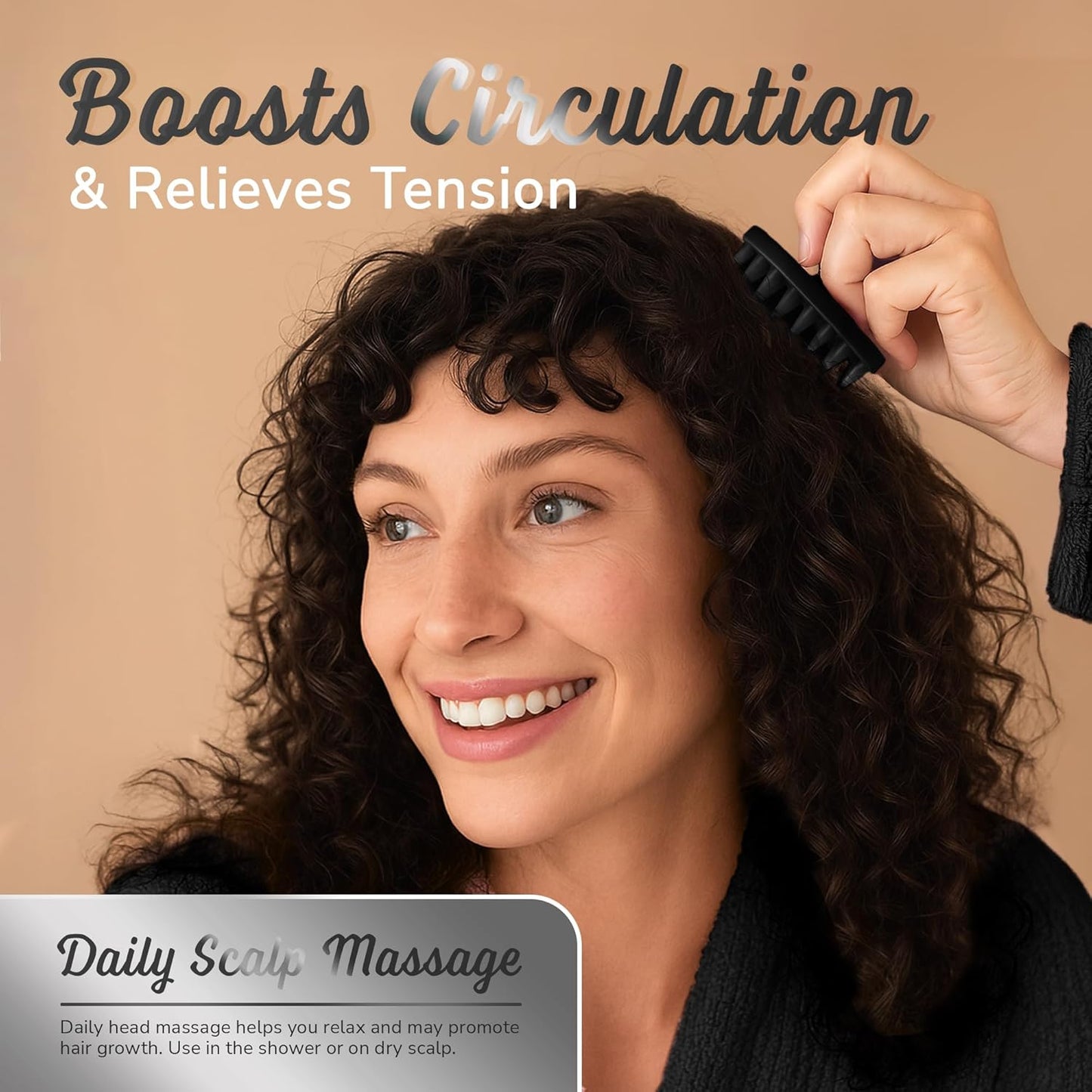 Silicone Scalp Scrubber - Massage Shampoo Brush, Soft Bristles for Hair Growth & Dandruff Removal - Ergonomic Design, Wet & Dry Use, Deep Cleansing Scalp Exfoliator for All Hair Types - Black