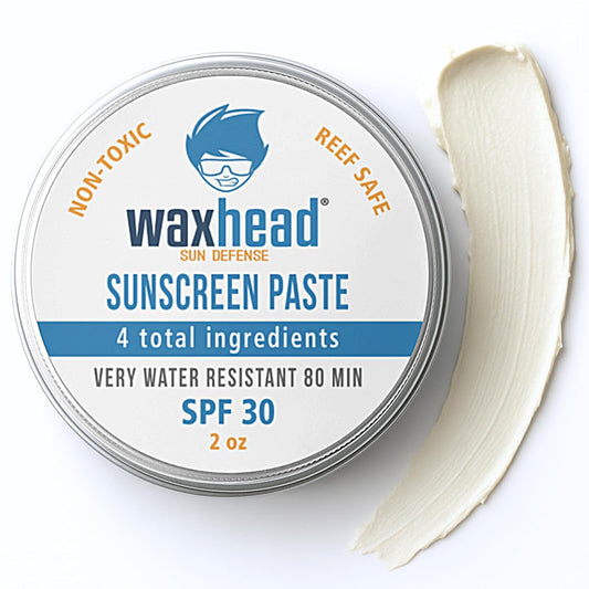 Waxhead Zinc Oxide Sunscreen Face & Nose - Sensitive Skin Safe SPF 30, Reef Safe Physical Visible Protection for Acne Prone Skin, Waterproof Natural Mineral Sunscreen for Kids & Adults (White 2oz)