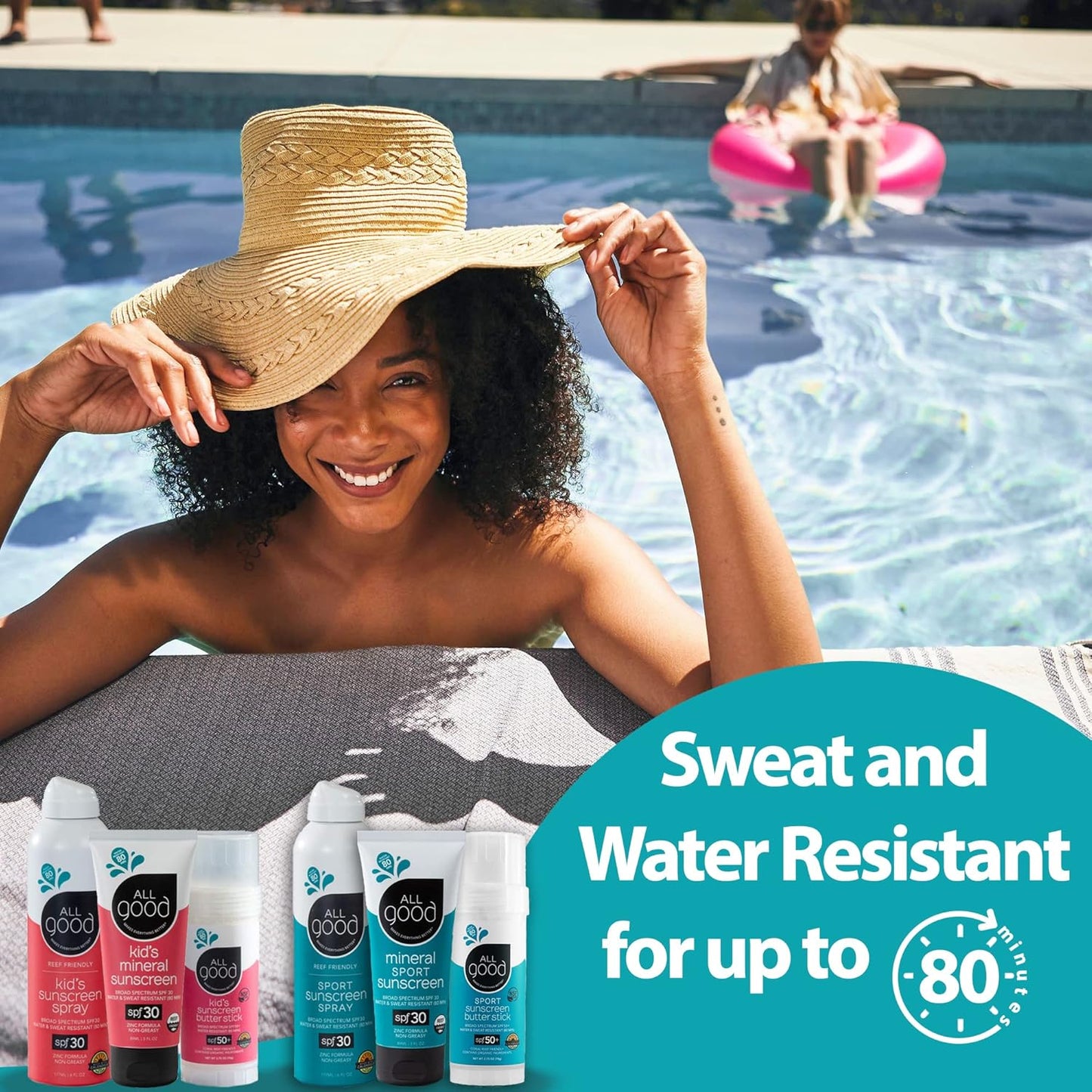 All Good Baby & Kids Sunscreen Lotion for Face & Body - UVA/UVB Broad Spectrum, SPF 30, Zinc Oxide, Coral Reef Friendly, Water Resistant- Zinc, Shea Butter, Coconut Oil, Aloe (3 oz)(2-pack)