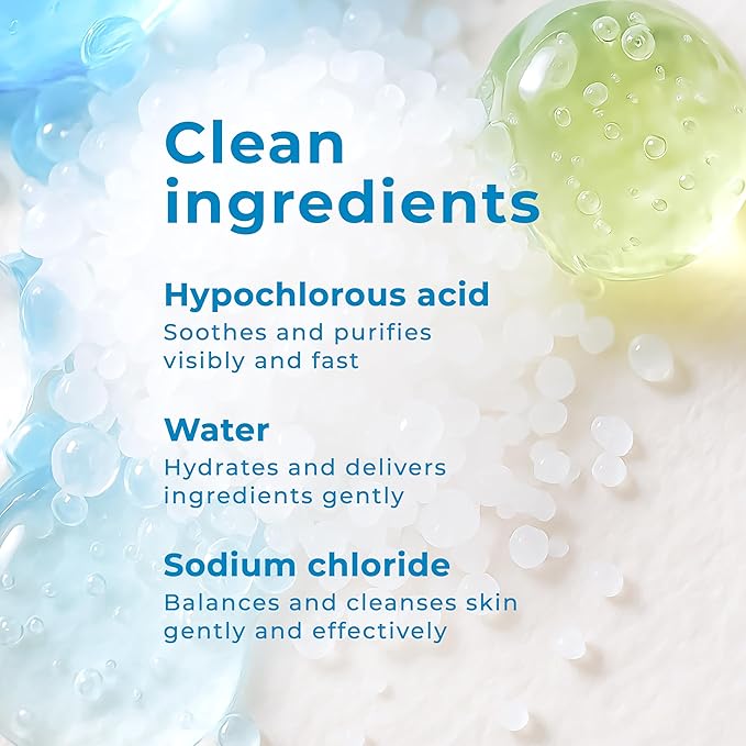 Hypochlorous Acid Spray (8oz, Reduces Acne), Targets Bacteria - HOCL Facial Cleanser Acne Spray for Face, Body, Eczema, Pimples, Breakouts & Overall Skin Recovery (Reduces Redness)