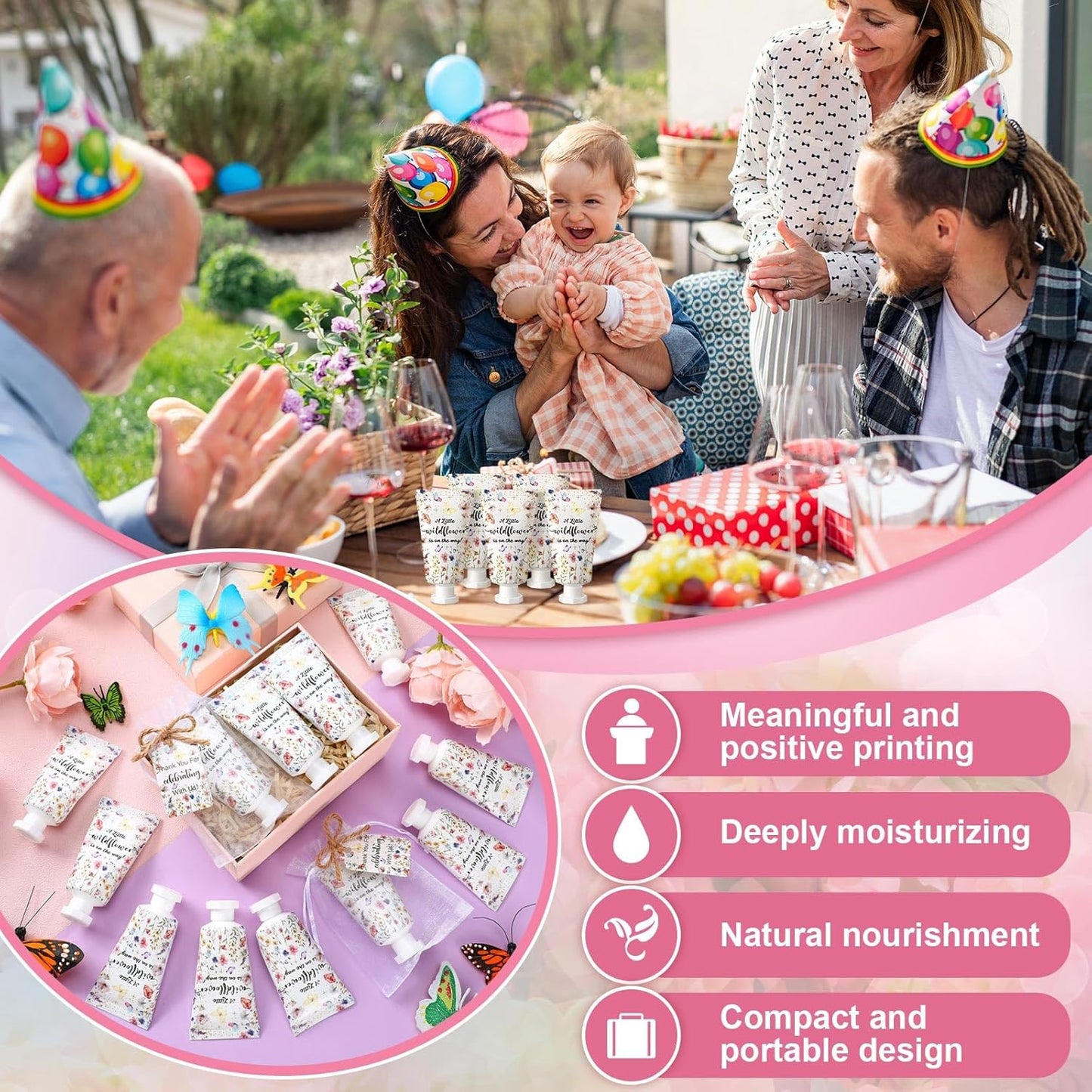 48 Sets Wildflower Baby Shower Hand Cream Gifts Baby Shower Hand Cream Party Favors for Guests Wildflower Gift Bulk Travel Size Lotion Set for Guest