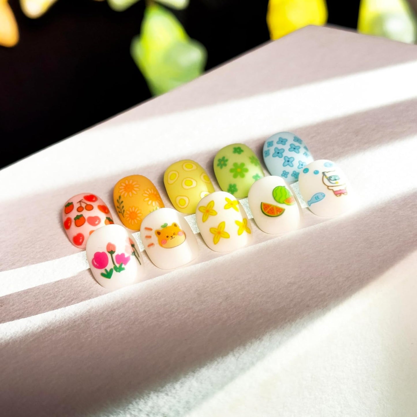 15 Sheets of Nail Stickers for Kids - 735 Cute Nail Stickers - Nail Decals for Girls - Flower, Bunny, Unicorn, Bear, Fruits | Glow in The Dark