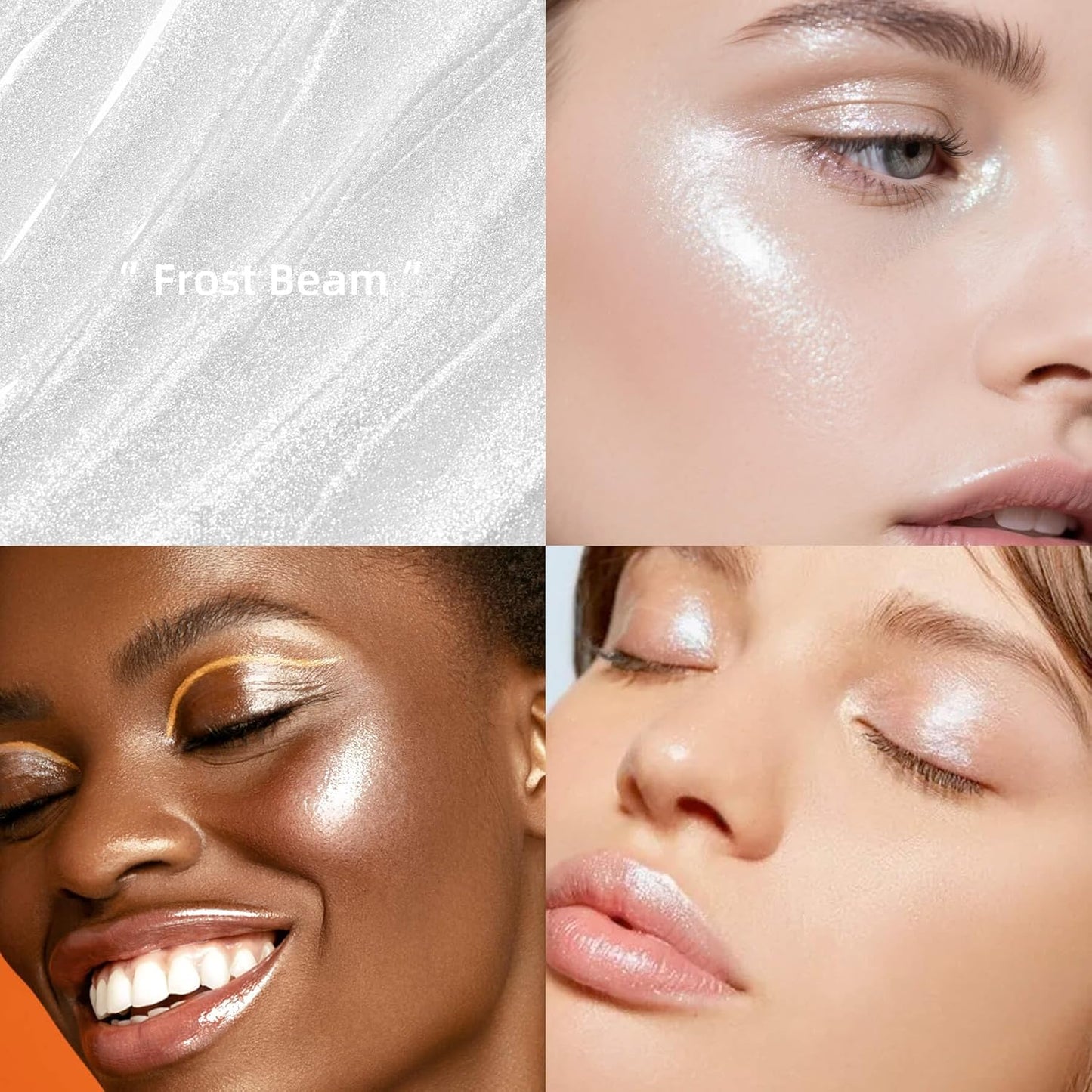 Shimmer Stick for Eyes, Lips, Face and Body Cream Highlight Eyeshadow, Multi-Use Diamond Like Shine, Moisturizing Formula Sheer Finish, Silver Undertone Frost Beam