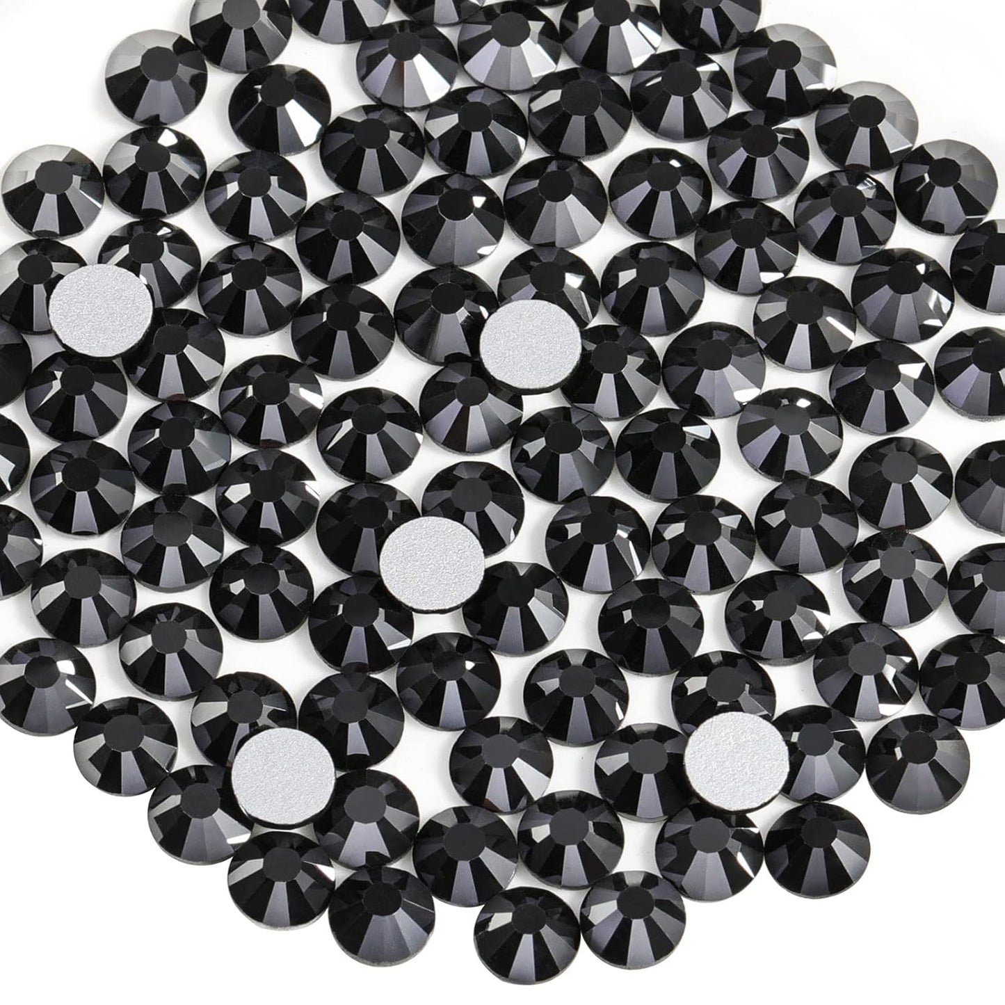 Beadsland 1440pcs Flat Back Crystal Rhinestones Round Gems for Nail Art and Craft Glue Fix, Jet Hematite,SS6,1.9-2.1mm