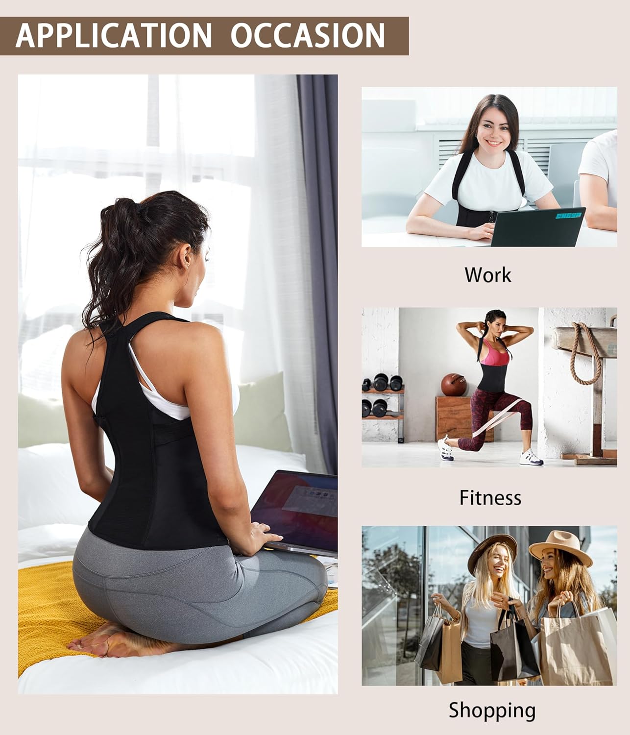 URSEXYLY Women Back Braces Posture Corrector Waist Trainer Vest Tummy Control Body Shaper for Spinal Neck Shoulder and Upper Back Support (2XL, Black)