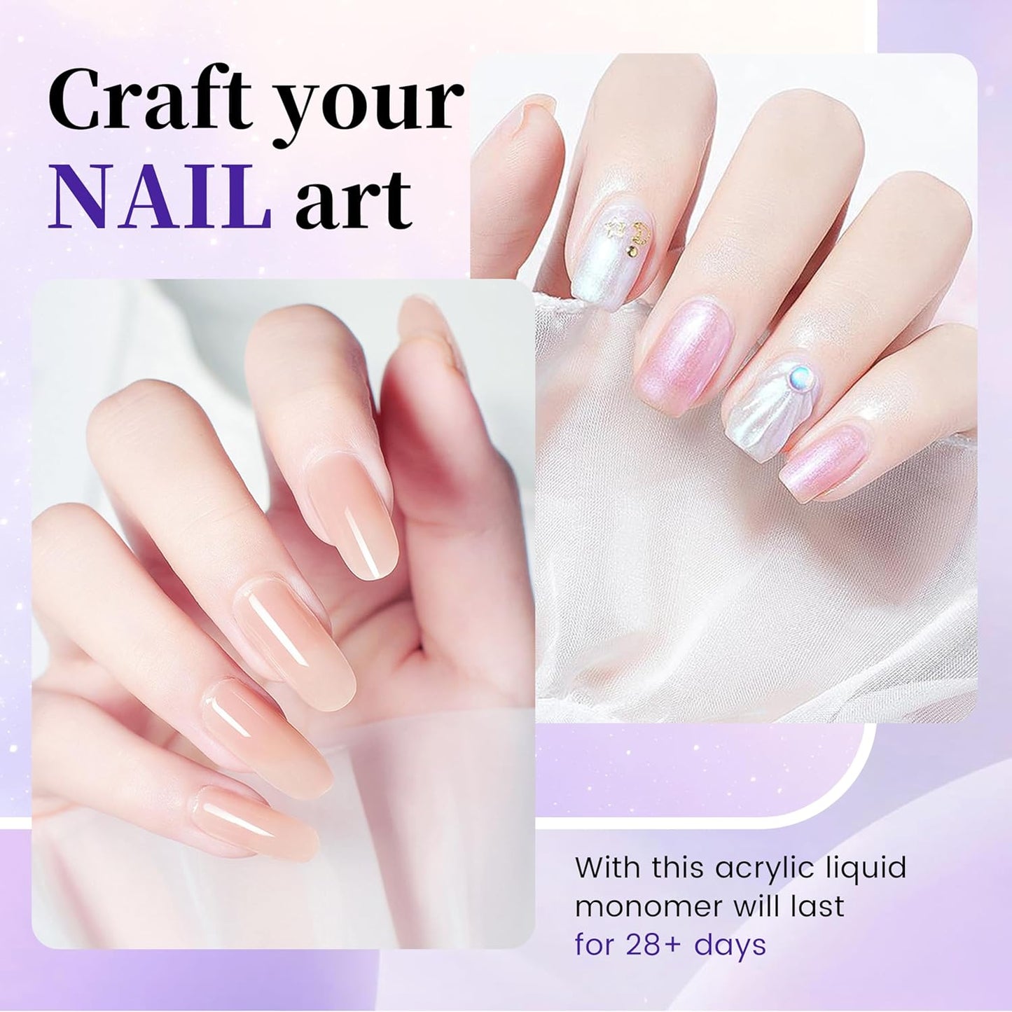 AIJIMEI Acrylic Liquid Monomer for Long Lasting 40ml Acrylic Liquid Professional Nail Art Supplies Suitable for Salon and Home (3pcs)