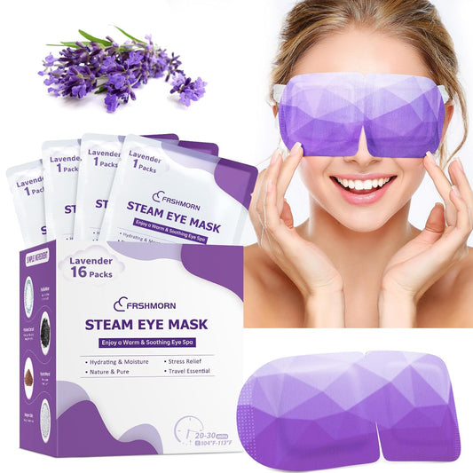 16 Packs Steam Eye Mask, Heated Eye Mask for Sleeping, Warm Compress for Eyes, Self Heating Disposal Eye Mask Comfortable Sleep Mask for Home, Office, Spa, Travel Essentials (Lavender)