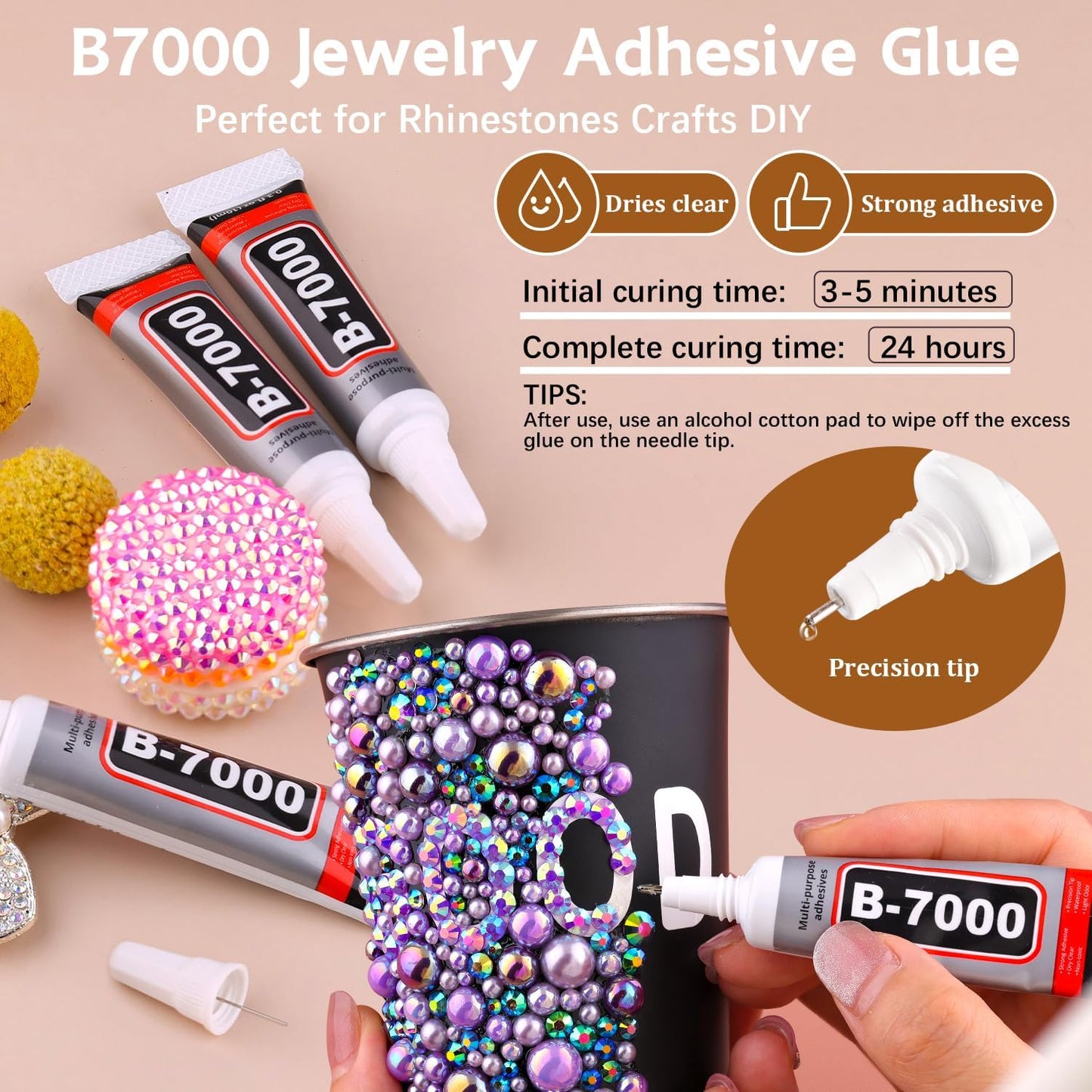 9000PCS Flatback Pearls and Rhinestones for Crafting, Dark Blue 3-10mm Resin Rhinestones and Half Pearls for Bedazzling, Nail Art and Dec with 3pcs B7000 Jewelry Glue, Tweezer and Pickup Pencil