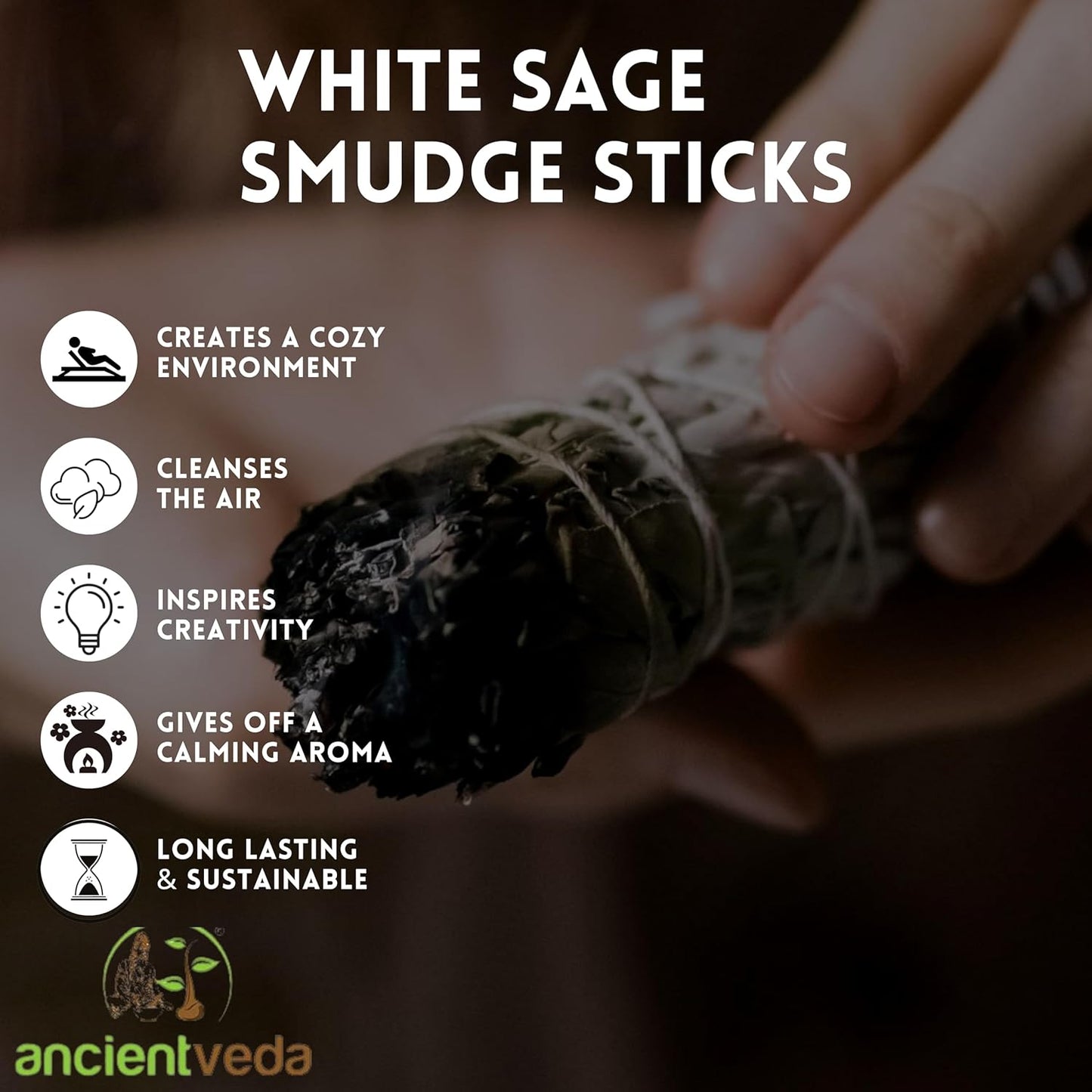 Joy Organic White Sage Smudge Sticks with Flowers for Cleansing Home, Meditation, Yoga, Healing and Smudging | Sustainably Sourced California White Sage Bundles (3 Pack - 9 Inch)