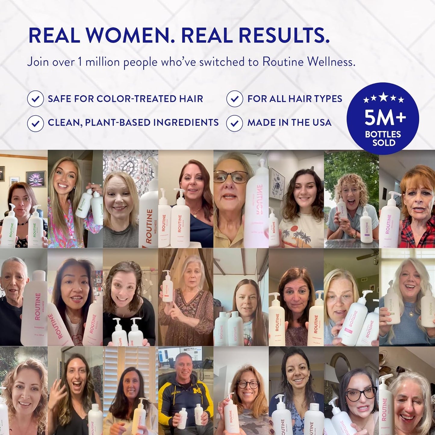 Routine Wellness Anti-Thinning Shampoo and Conditioner Set for Thinning Hair - Biotin DHT Blocker Women & Men - Color Safe Shampoo for Hair Loss & Healthier Hair - Unscented (Pack of 2)