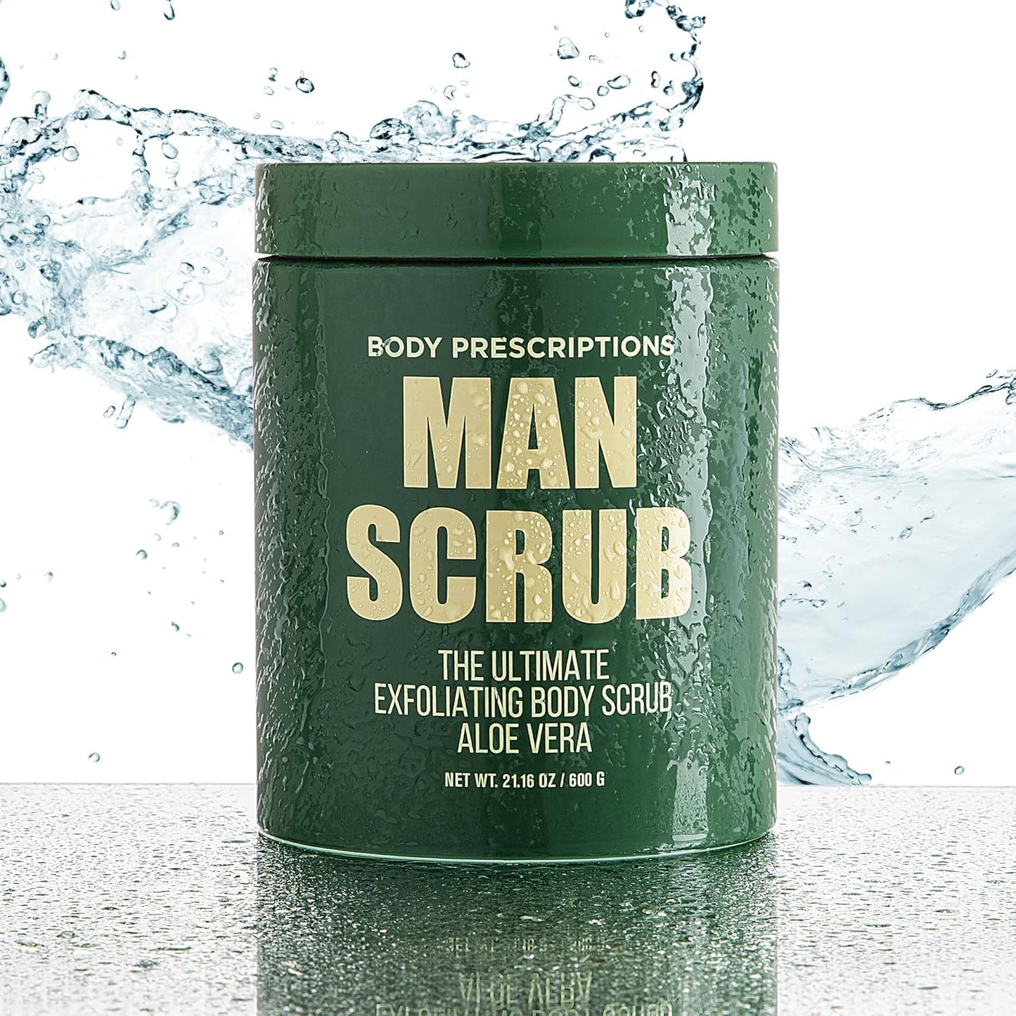 Body Prescriptions Men’s Exfoliating Body Scrub – Ultimate Skin Cleansing Wash in Jar with Twist-Top Lid, For All Skin Types, 21 Ounce (Pack of 4), Aloe Vera