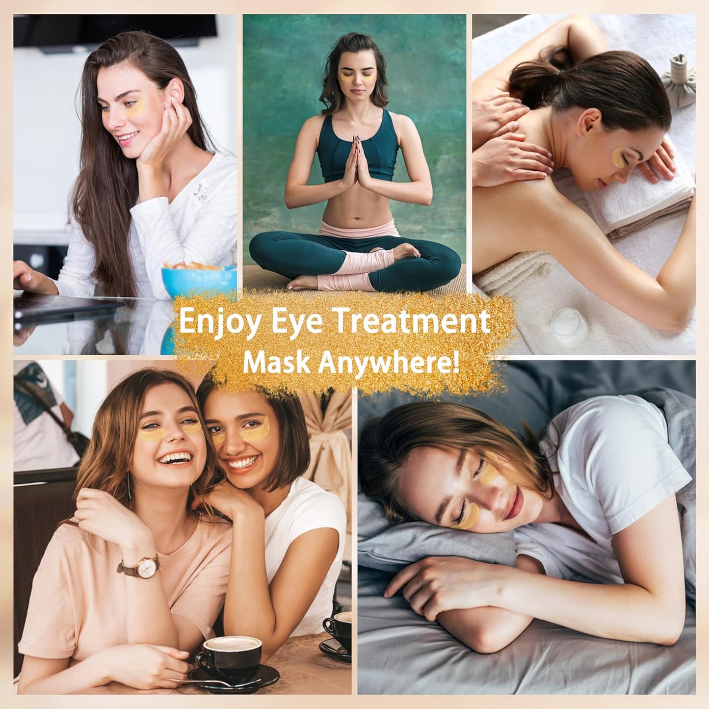 24k Gold Under Eye Patches: 60 Pcs Eye Masks for Dark Circles and Puffiness with Hyaluronic Acid, Eye Pads for Puffy Eyes, Collagen Skin Care Products