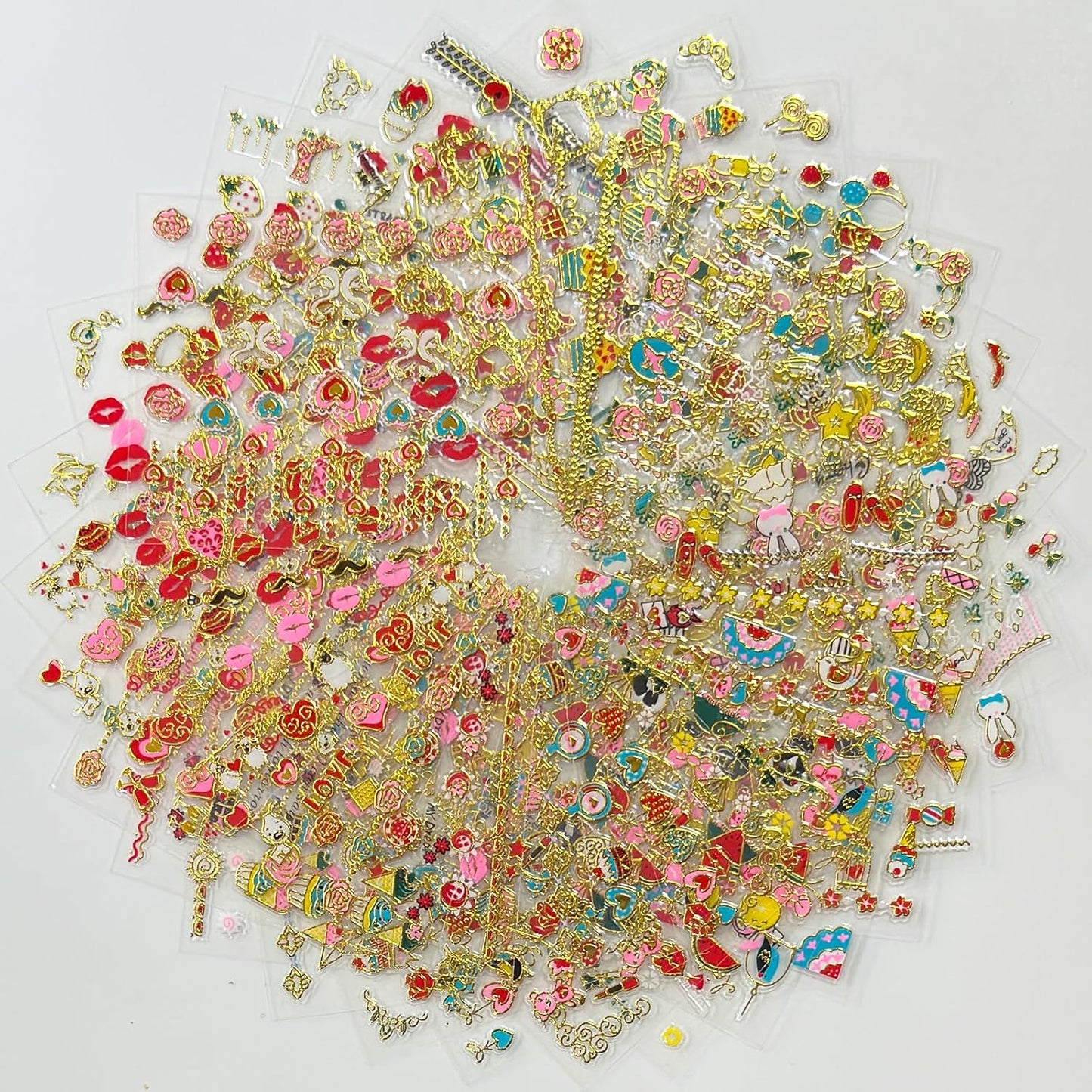 30 Sheets Valentine's Day Nail Art Stickers Red Heart Nail Decals 3D Self-Adhesive Rose Lip Kiss Nail Supplies DIY Acrylic Nails Decoration Accessories for Women and Girls