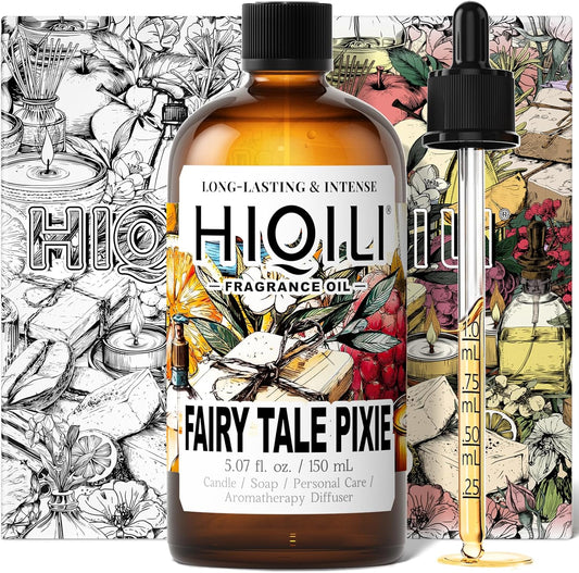 HIQILI Fairy Tale Pixie Fragrance Oil, Peach & Lemon Scents, for Making Soap, Room Spray, Body Scrub, Hotel Luxury, Home Diffuser, Secret Wish - 5.07 Fl Oz