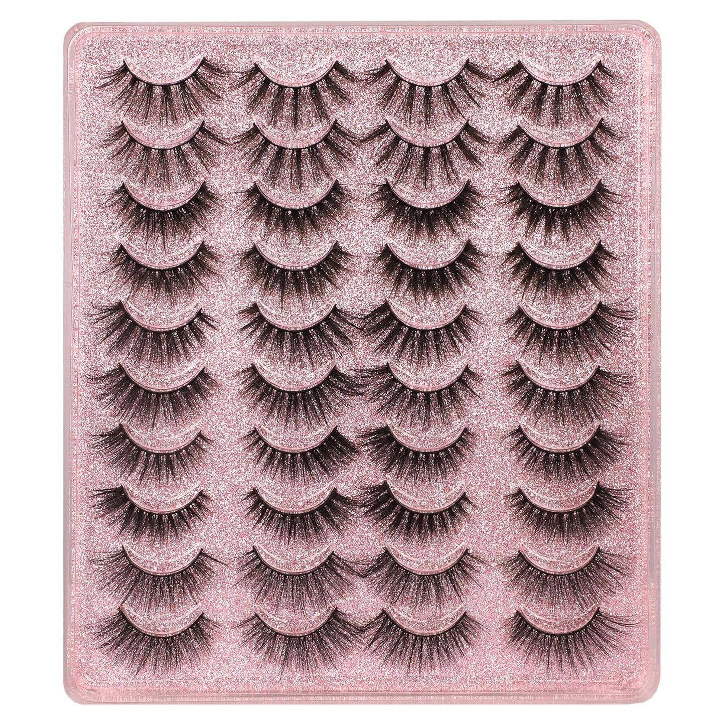 20 Pairs False Eyelashes 3D Faux Mink Lashes Natural Look Wispy Fake Eyelashes ALPHONSE 16-20MM Fluffier Volume Long Thick Lashes Pack 5 Styles Mixed